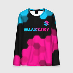 Мужской лонгслив Suzuki - neon gradient: символ сверху