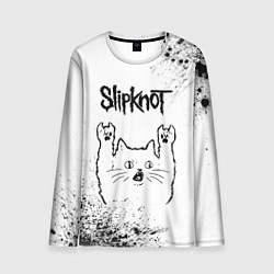 Мужской лонгслив Slipknot рок кот на светлом фоне