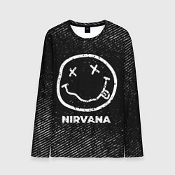 Лонгслив мужской Nirvana с потертостями на темном фоне, цвет: 3D-принт