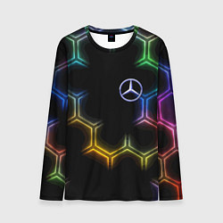 Лонгслив мужской Mercedes - neon pattern, цвет: 3D-принт