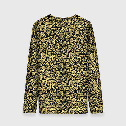 Мужской лонгслив Русская роспись - золотая кудрина / 3D-принт – фото 2