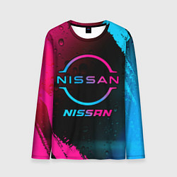 Лонгслив мужской Nissan - neon gradient, цвет: 3D-принт