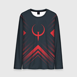 Мужской лонгслив Красный символ Quake на темном фоне со стрелками