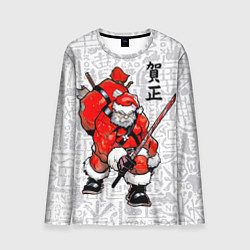 Лонгслив мужской Santa Claus Samurai with katana, цвет: 3D-принт