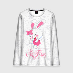 Лонгслив мужской Merry Christmas, cute bunny, цвет: 3D-принт