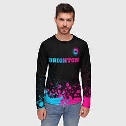 Лонгслив мужской Brighton - neon gradient: символ сверху, цвет: 3D-принт — фото 2