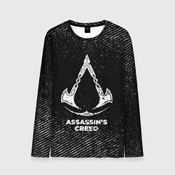 Мужской лонгслив Assassins Creed с потертостями на темном фоне