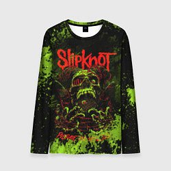 Лонгслив мужской Slipknot green череп, цвет: 3D-принт
