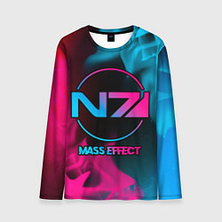 Мужской лонгслив Mass Effect - neon gradient