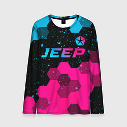 Мужской лонгслив Jeep - neon gradient: символ сверху