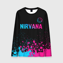 Мужской лонгслив Nirvana - neon gradient: символ сверху