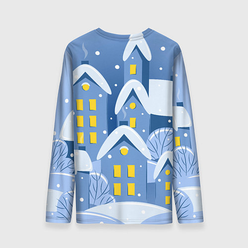 Мужской лонгслив Маленький новогодний городок / 3D-принт – фото 2