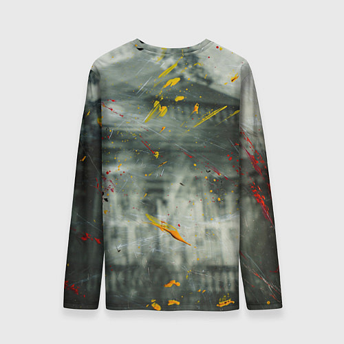 Мужской лонгслив Абстрактный силуэт дома и краски на поверхности / 3D-принт – фото 2