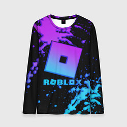 Мужской лонгслив Roblox logo neon gradient