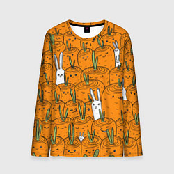 Лонгслив мужской Милые кролики в морковном поле, цвет: 3D-принт