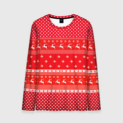 Лонгслив мужской Праздничный красный свитер, цвет: 3D-принт
