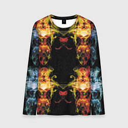 Лонгслив мужской Жёлто-красные узоры, цвет: 3D-принт
