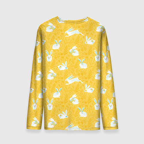 Мужской лонгслив Кролики на пшеничном поле / 3D-принт – фото 2