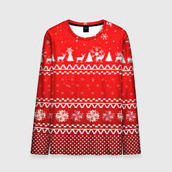 Лонгслив мужской Узор с оленями и ёлками, цвет: 3D-принт