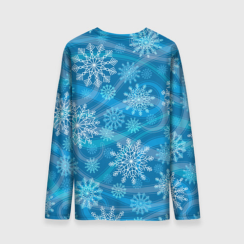 Мужской лонгслив Узор из снежинок на синем фоне / 3D-принт – фото 2
