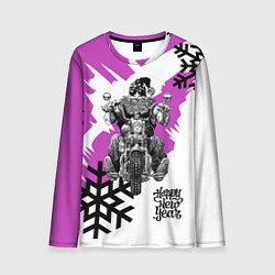 Лонгслив мужской New Year: Santa Biker, цвет: 3D-принт