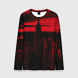 Мужской лонгслив Город в красном цвете