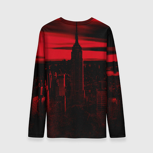 Мужской лонгслив Город в красном цвете / 3D-принт – фото 2