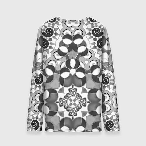 Мужской лонгслив Бело-серый этнический узор / 3D-принт – фото 2
