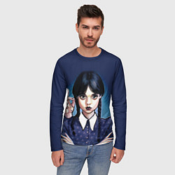 Лонгслив мужской Дочь Аддамсов - Уэнсдэй с рукой, цвет: 3D-принт — фото 2