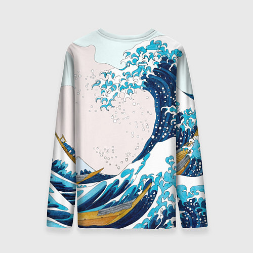 Мужской лонгслив Влюбленные тюлени у большой волны Канагава / 3D-принт – фото 2