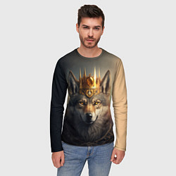 Лонгслив мужской Волк в золотой короне, цвет: 3D-принт — фото 2