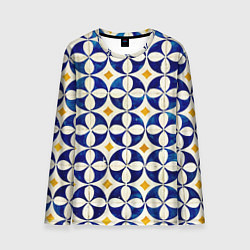 Лонгслив мужской Бело-синяя лепестковая текстура, цвет: 3D-принт