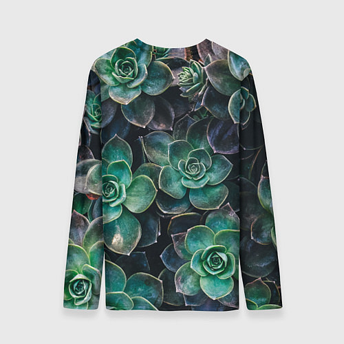 Мужской лонгслив Паттерн из множество зелёных цветов / 3D-принт – фото 2