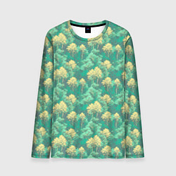 Лонгслив мужской Камуфляж деревья двуцветный, цвет: 3D-принт