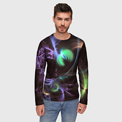 Лонгслив мужской Магические фиолетовые волны и цветные космические, цвет: 3D-принт — фото 2