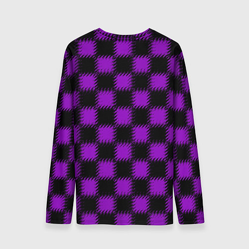 Мужской лонгслив Фиолетовый черный узор Шахматка / 3D-принт – фото 2