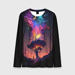 Лонгслив мужской Огненное дерево в звездном лесу, цвет: 3D-принт