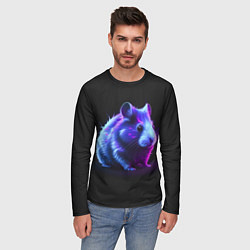 Лонгслив мужской Хомяк неон, цвет: 3D-принт — фото 2