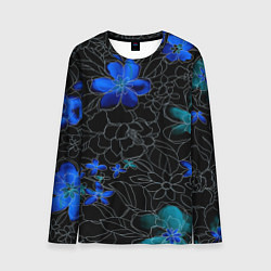 Лонгслив мужской Неоновые цветы, цвет: 3D-принт