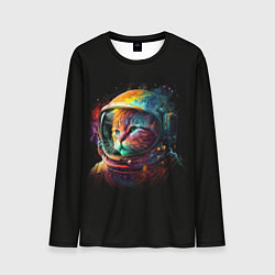 Лонгслив мужской Кот в скафандре - космонавт, цвет: 3D-принт