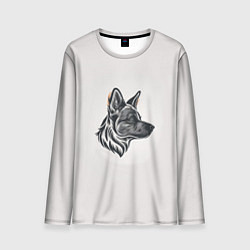 Мужской лонгслив Немецкая овчарка чёрно-белый эскиз