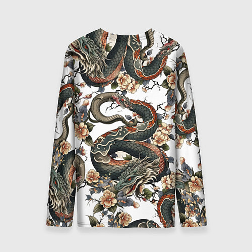 Мужской лонгслив Тату японский дракон / 3D-принт – фото 2
