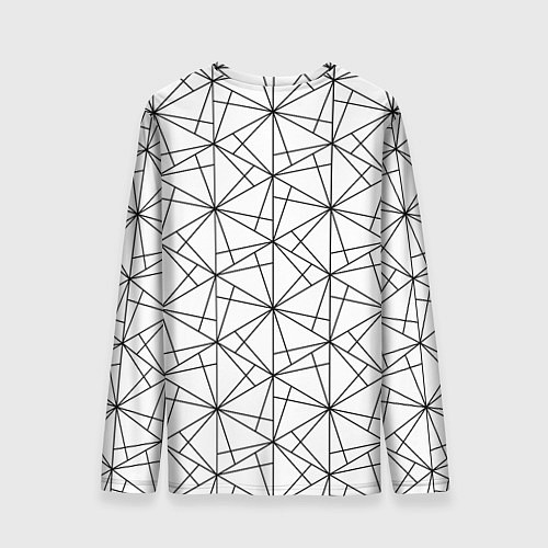 Мужской лонгслив Чёрно-белый геометрический треугольный узор / 3D-принт – фото 2
