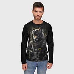 Лонгслив мужской Волк воин в ночном лесу, цвет: 3D-принт — фото 2