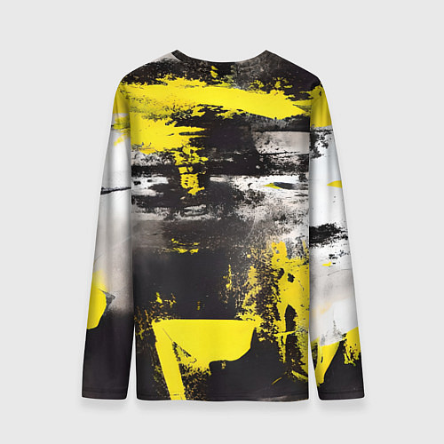 Мужской лонгслив Черно-желтая абстракция, нейросеть / 3D-принт – фото 2