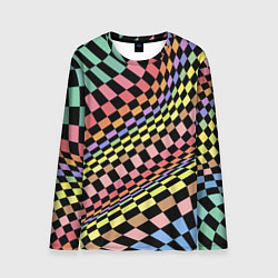 Лонгслив мужской Colorful avant-garde chess pattern - fashion, цвет: 3D-принт