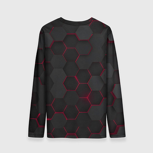 Мужской лонгслив Соты с красным свечением / 3D-принт – фото 2