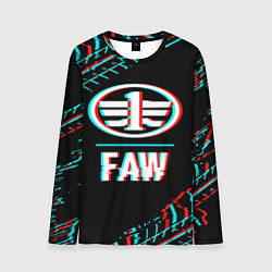 Мужской лонгслив Значок FAW в стиле glitch на темном фоне
