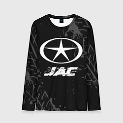 Мужской лонгслив JAC speed на темном фоне со следами шин
