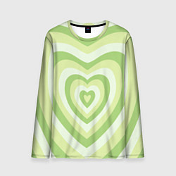 Лонгслив мужской Зеленые сердца - индикид паттерн, цвет: 3D-принт